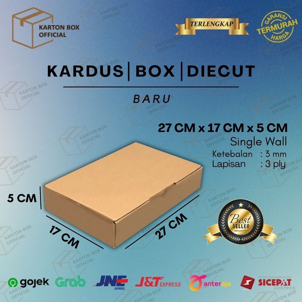 

Kardus Box Die Cut 27x17x5 CM Dus Packing Packaging Hampers Polos