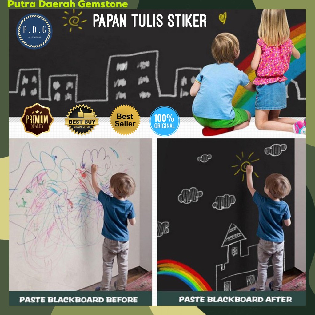 

PAPAN TULIS STIKER Tempel Tembok Hitam dan Putih White Board Black Board Wallpaper Sticker Removeable 200 x 45 cm