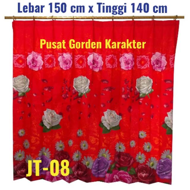 Gorden Jendela Tanggung 2 Kaca Minimalis atau Jendela Kamar 2 Lobang Daun Karakter Murah JT-08