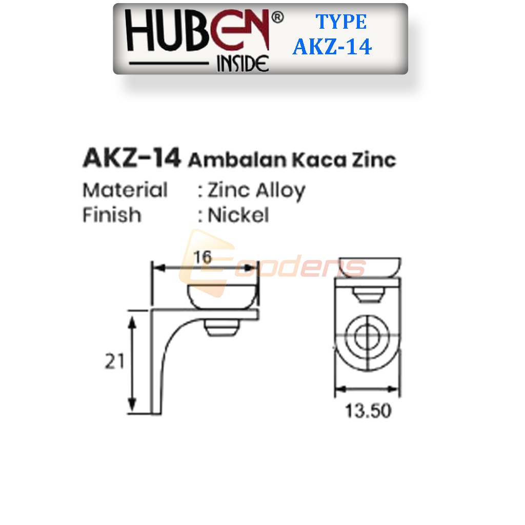 Huben AKZ-14 Ambalan Kaca Zinc