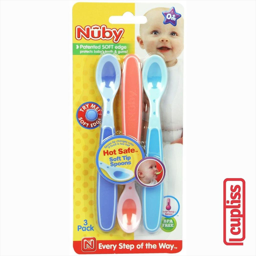 NUBY 111232 3 pack Hot Safe Spoon Sendok Anak