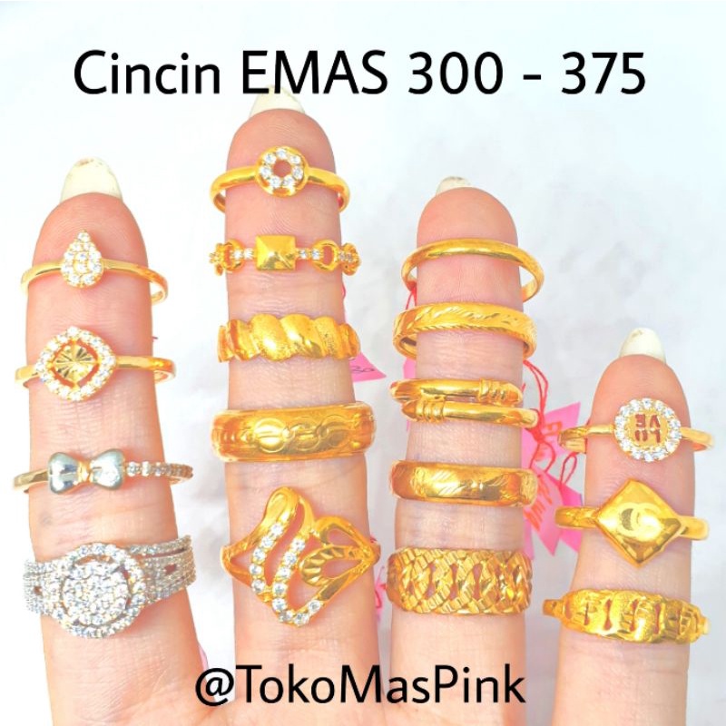 Cincin EMAS kadar 300 &amp; 375 - Setiap pembelian berikut surat asli  ER131 ( TOKO MAS LIA GOLD BEKASI )