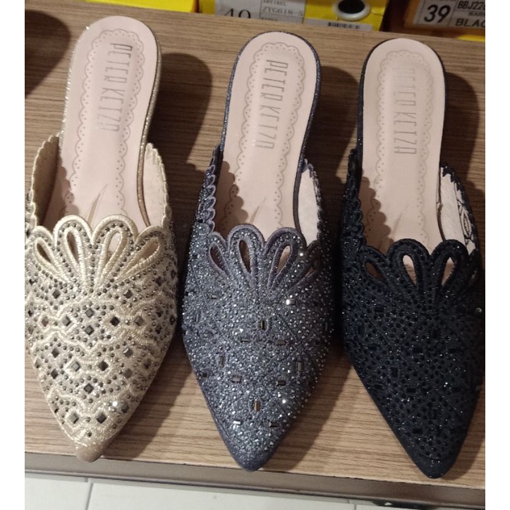 SEPATU PENGANTIN WANITA LAWRENSIA/SEPATU SELOP PESTA PETER KEIZA