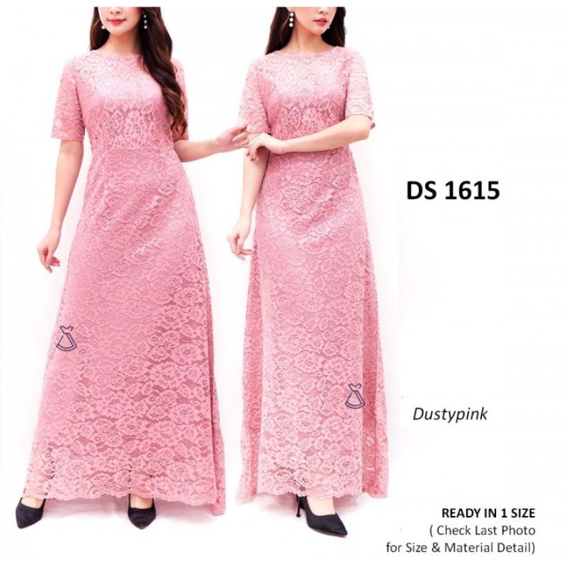 DRESS DRES GAUN BAJU PESTA CASUAL FORMAL KERJA NATAL POLOS MAXI PANJANG BRUKAT WANITA CANTIK DS1615