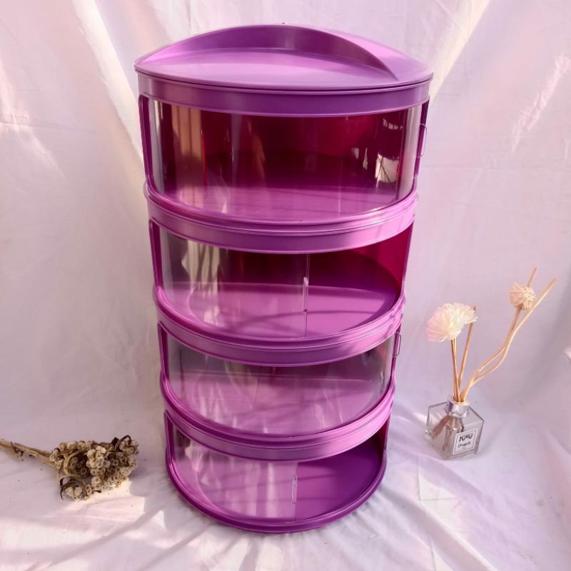 Tudung saji 4 susun rakitan serbaguna 4 layer multifungsi warna putih biru pink hijau ungu