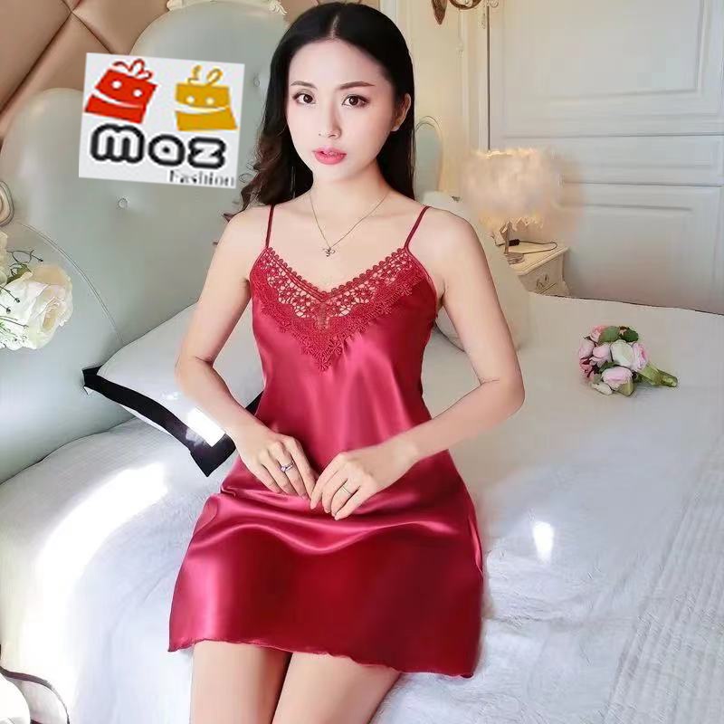 [DST 139] - Baju Tidur Terusan Drees Polos Import - Daster Lingerie Brukat Sexy Tali Satu - Pakaian 