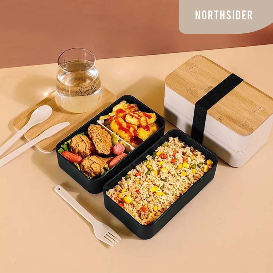 KOTAK MAKAN RANTANG BENTO LUNCH BOX 2 LAYER TUTUP BAMBU JAPAN STYLE