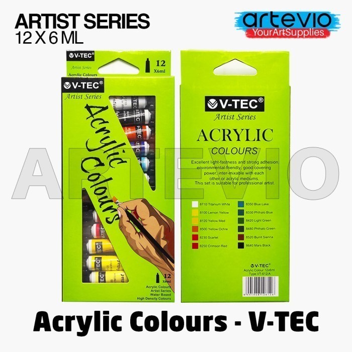 

Aman Cat Acrylic V-Tec Artist Series / V-Tec Acrylic Colour 12X6 Ml Gilaa!!!