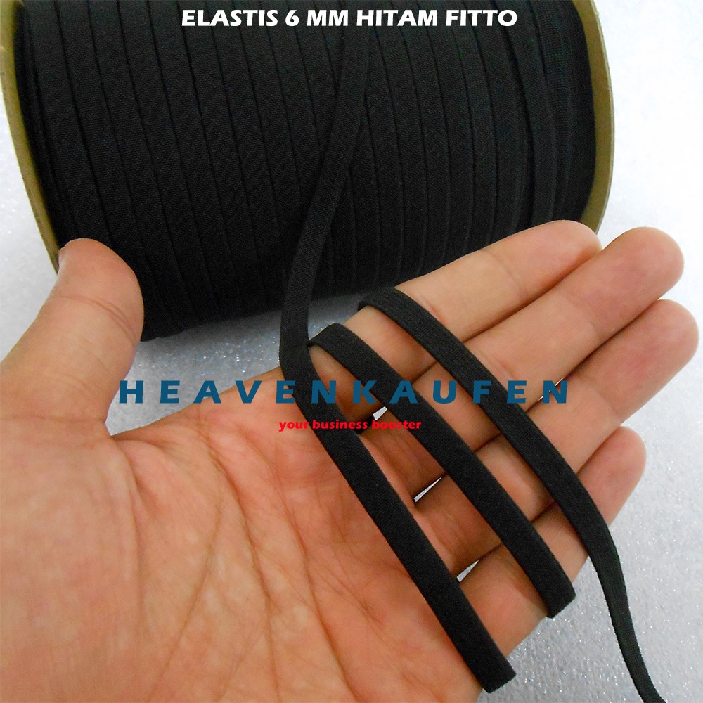 Elastis Elastic Lebar 6 mm Tebal 1 mm Warna Hitam Merek Fitto Harga Per Meter