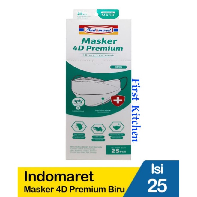 Masker 4D Premium INDOMARET 25'S warna Biru