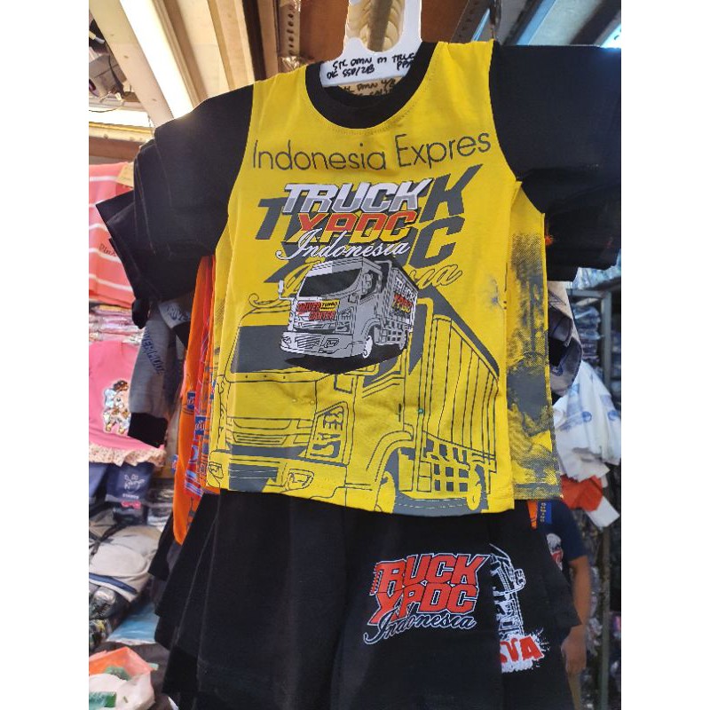 SETELAN KAOS TRUCK OLENG ANAK KIDS BAJU MOBIL DRIVER MANIA