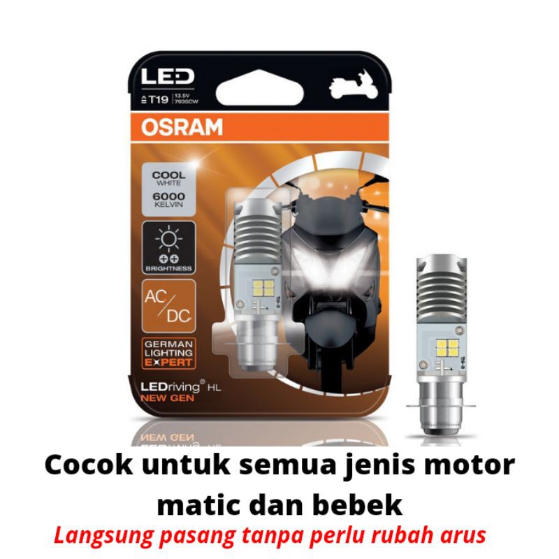 Lampu Led Motor Osram T19 AC/DC M5 H6 K1 Bebek dan Matic Warna Putih