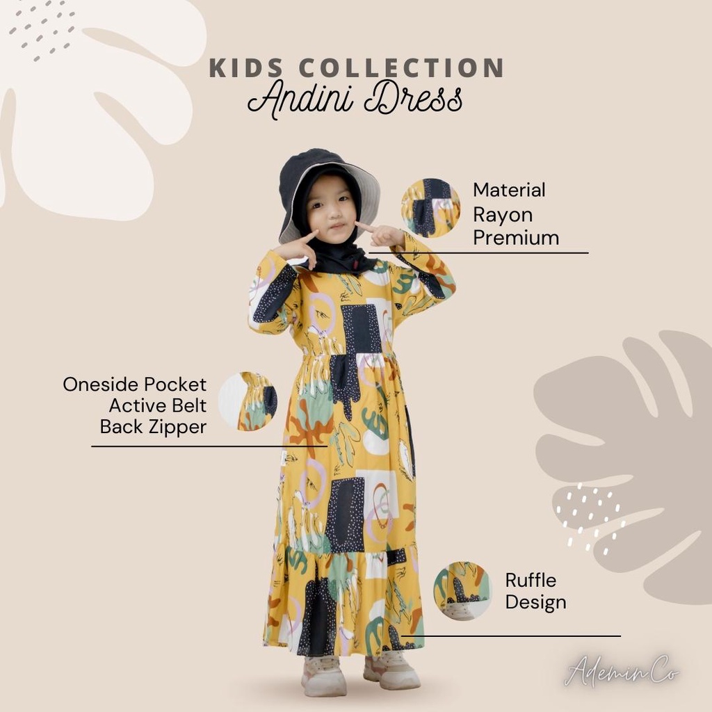 ANDINI Gamis Anak Rayon Premium By Ademin Co | Kids Dress