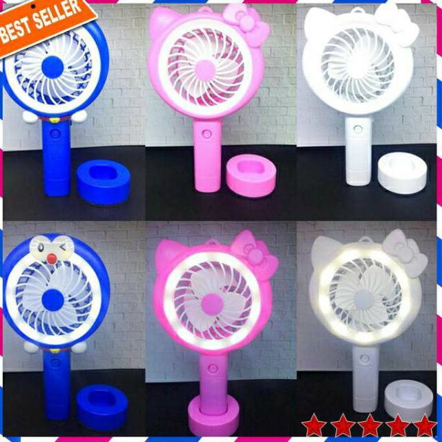 Mini fan / Kipas Angin Mini N9  Portable LED karakter Doraemon dan Hello Kitty