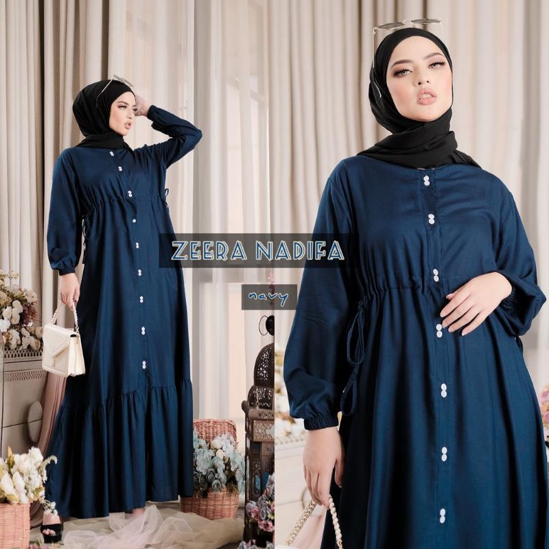 Daster arab ZEERA NADIFA Gamis Rayon Maxi Dress Kancing