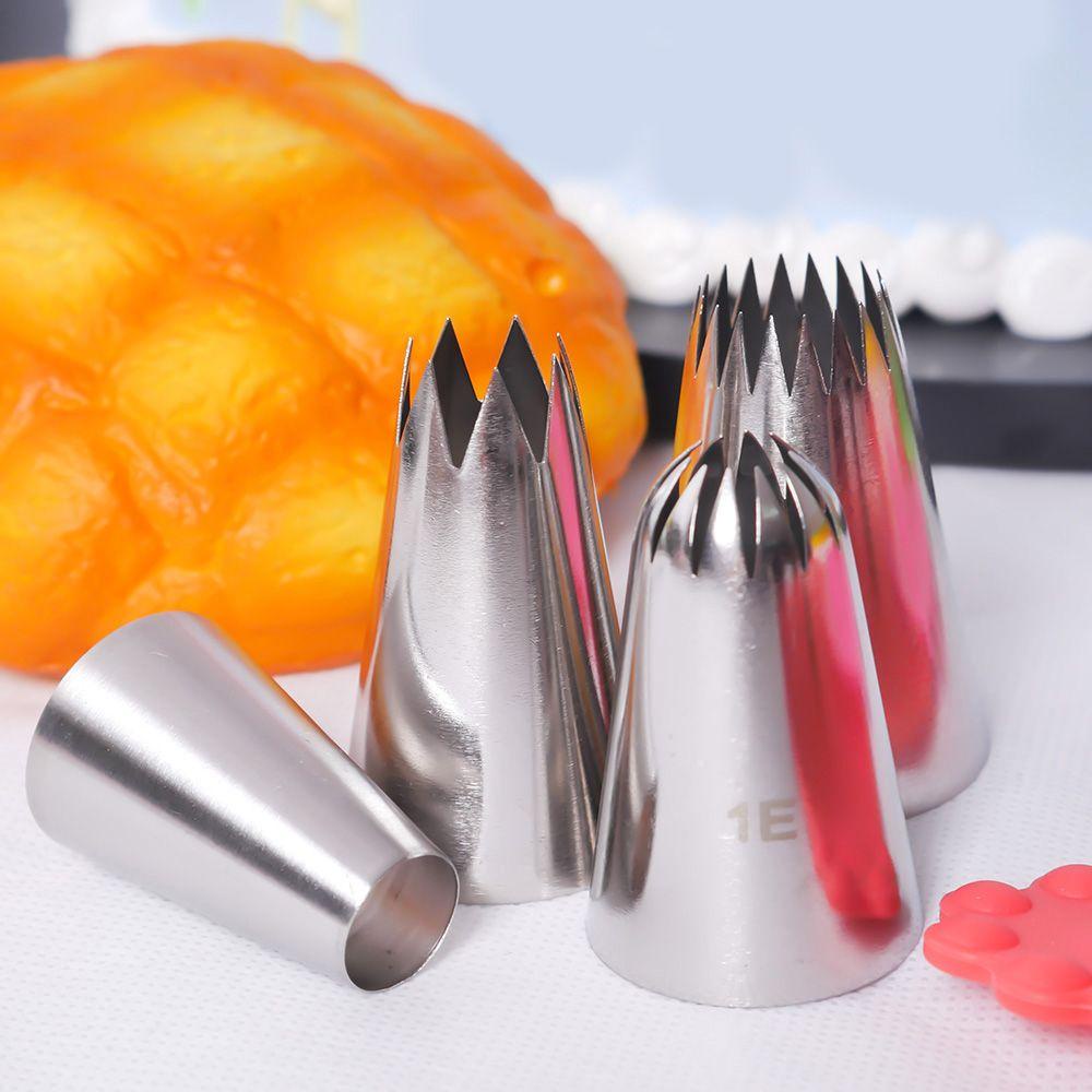 Solighter 4pcs Bunga Icing Piping Nozel Rusia Besar Pastry Tips Stainless Steel Cupcake Ice Cream Alat