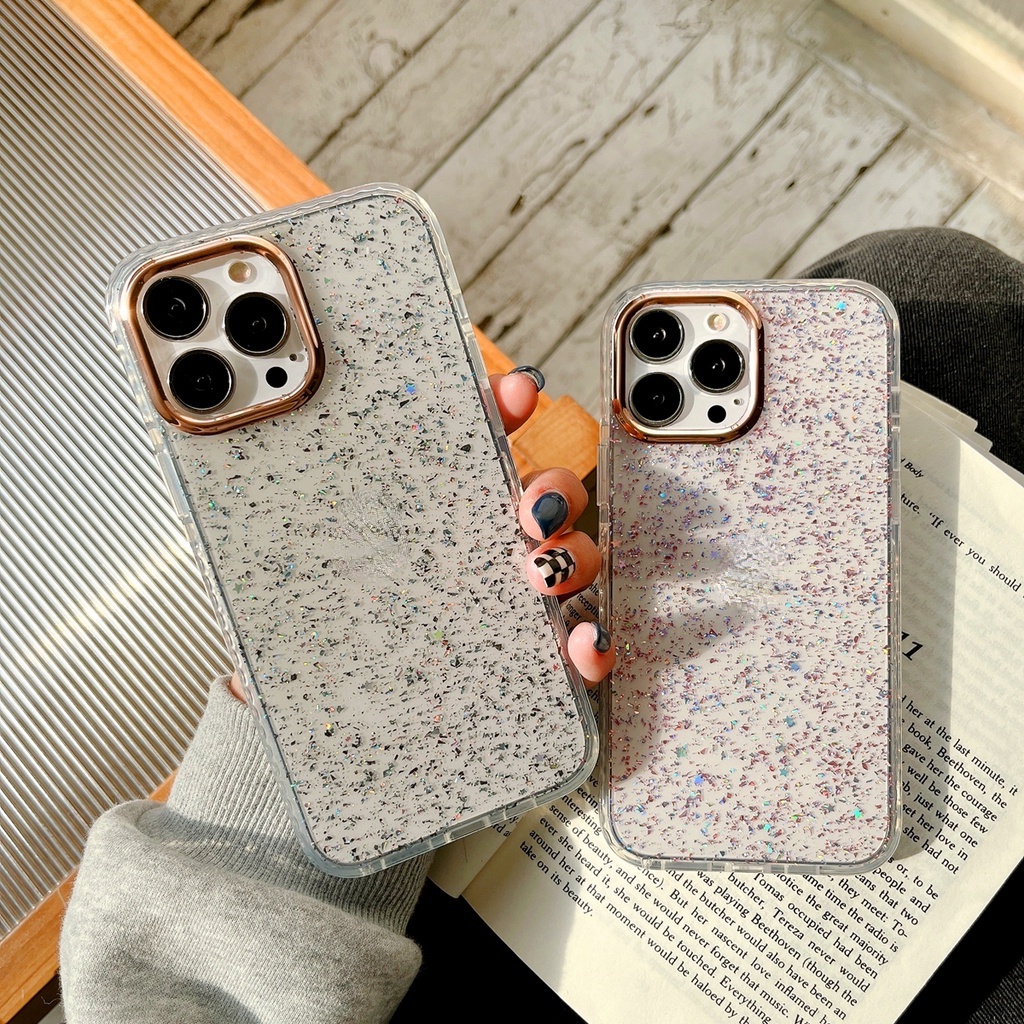 Casing Iphone 11 12 13 Pro MAX X XR XS Shockproof Aksen Glitter Emas