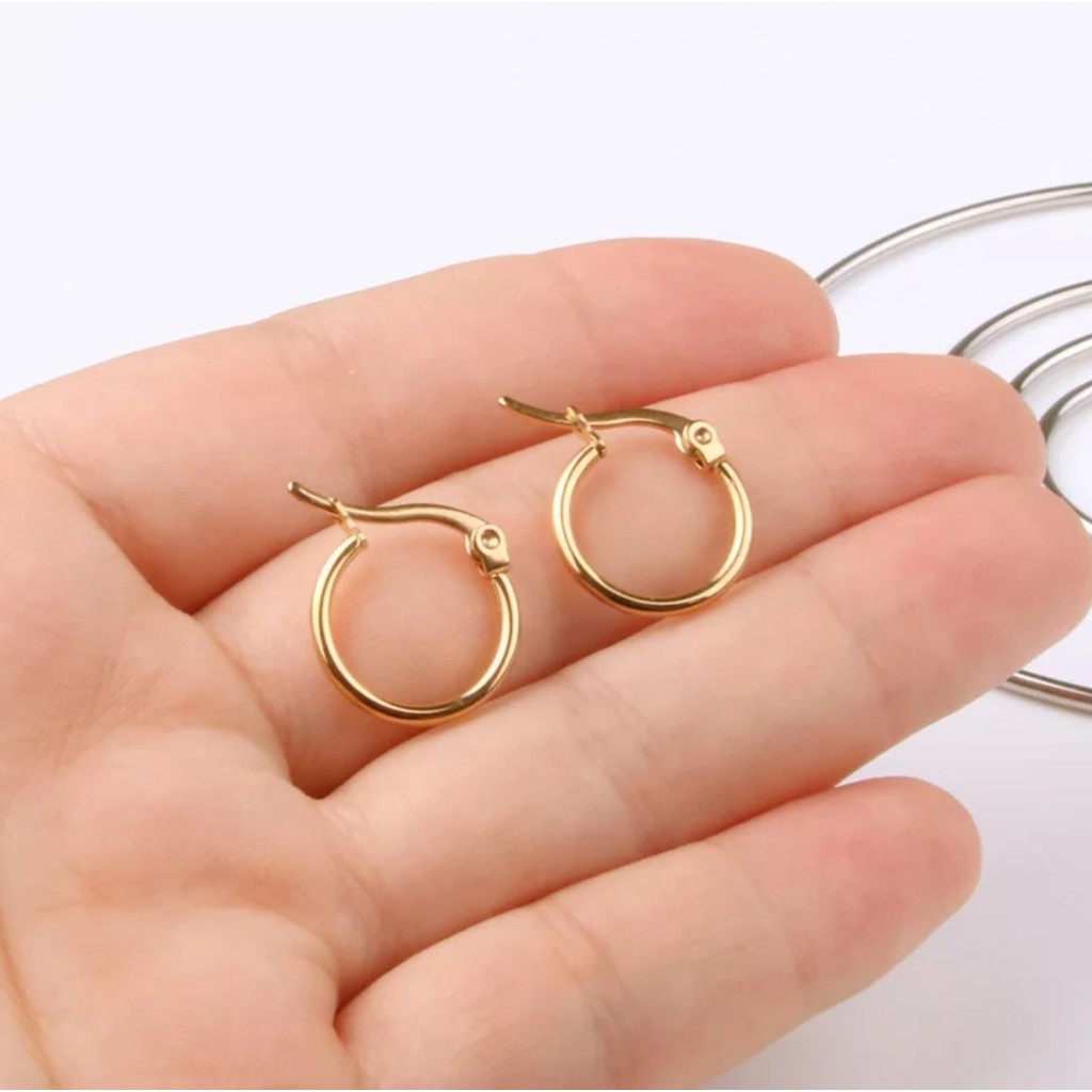 Anting Gipsy Stainless Steel Model Sederhana Tersedia Warna Rose Gold dan Gold