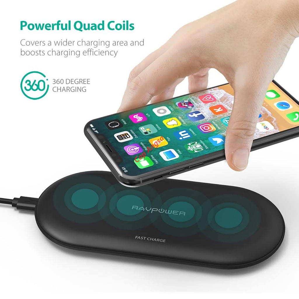 RAVPower RP PC067 FAST CHARGING WIRELESS CHARGER HP 5W iPHONE 10W ANDROID RAV POWER PC 067 4 COIL