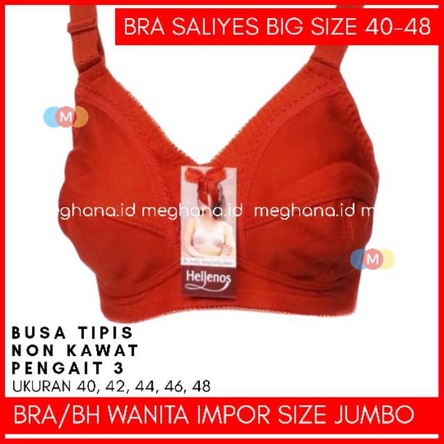 Bra Hellenos bh Cup jumbo tanpa kawat 36 38 40 42 Polos-ALEXA