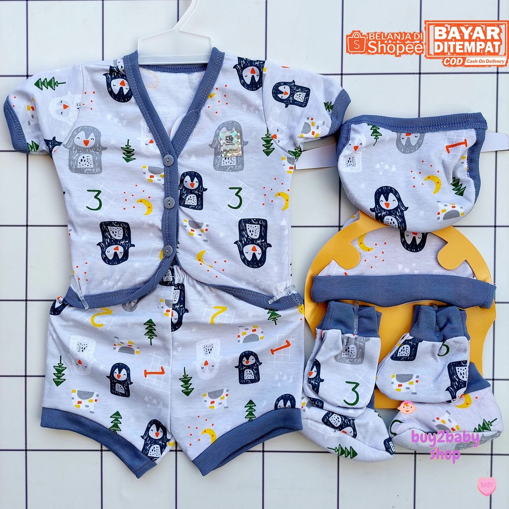 Setelan lengkap bayi baju lengan pendek Vinata Yobel 7 in 1 usia 0-3 Bulan