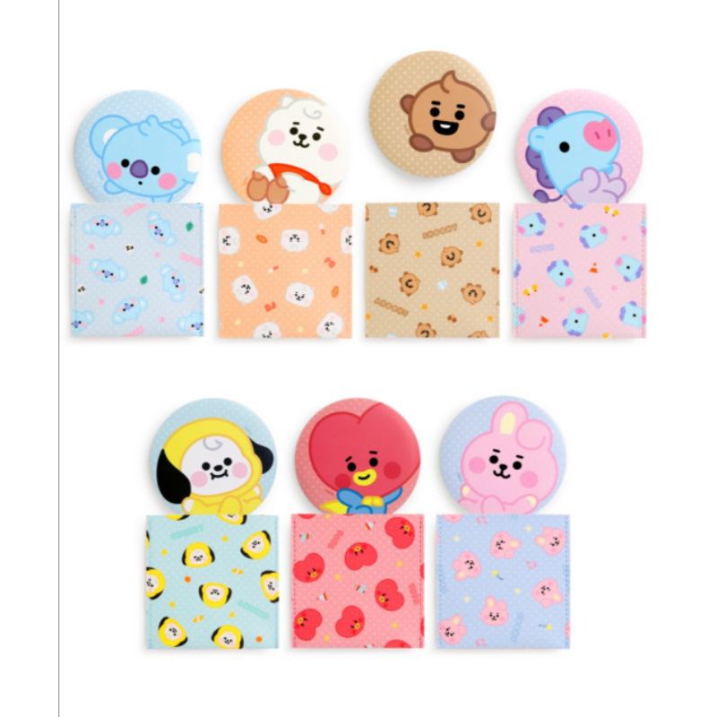 READY STOCK BT21 BABY POUCH MIRROR OFFICIAL LINE FRIENDS MONOPOLY - TATA RJ COOKY KOYA CHIMMY