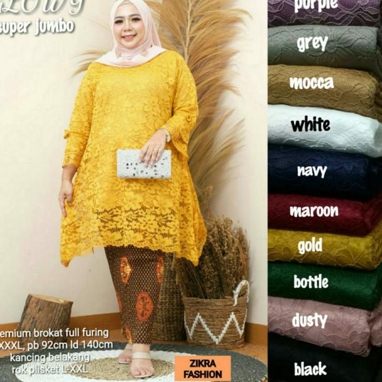 {T-IZI} {㊚} ×Real Pict× Glowy super jumbo LD 140 brokat tunik by zikra fashion | Kebaya brokat super
