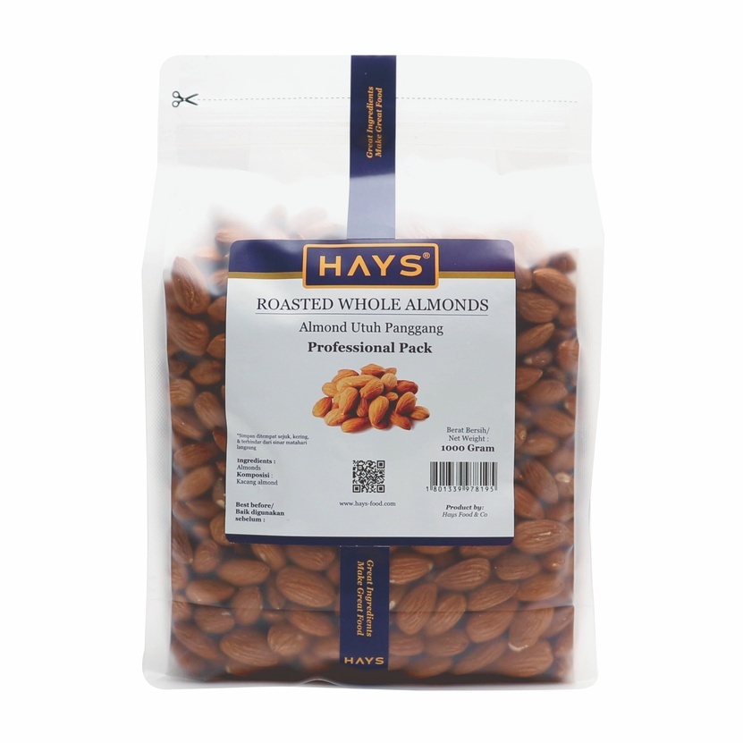 Almond Utuh Panggang 1KG / Roasted Whole Almond 1KG - HAYS