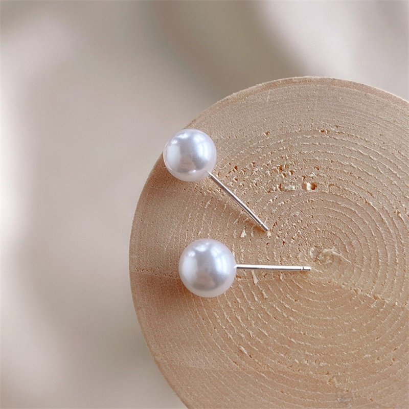 Anting 925 Silver Hias Mutiara Ukuran 6mm Untuk Perempuan