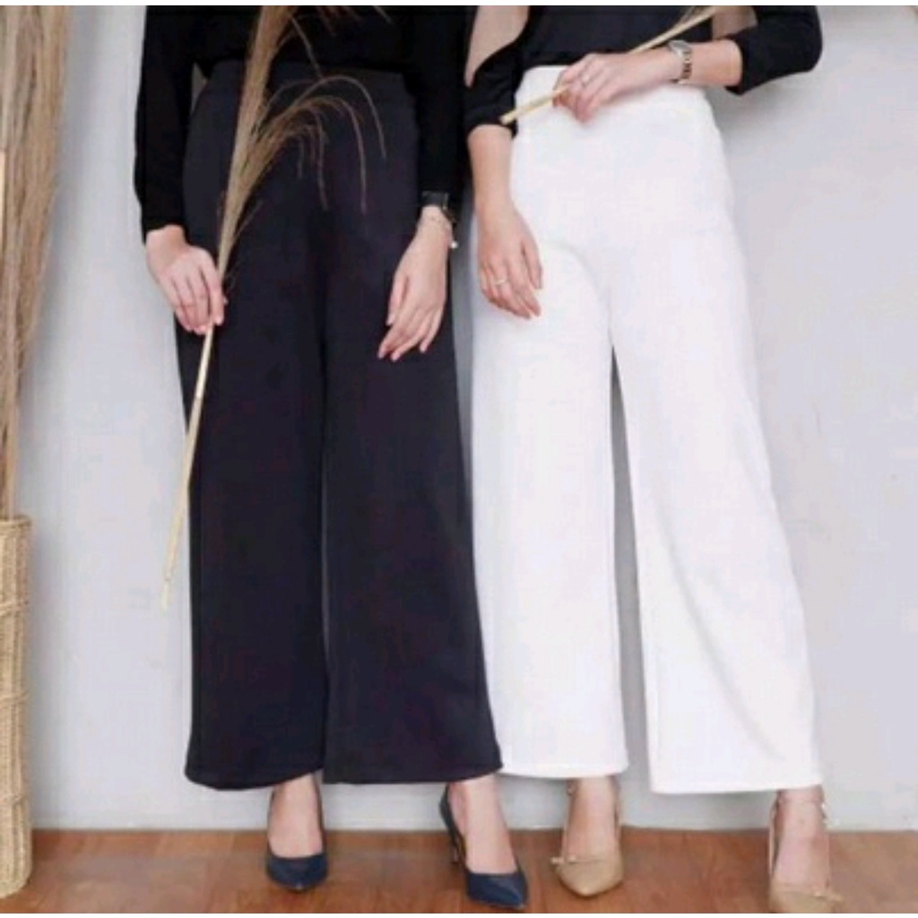 Celana Kulot Panjang Polos | Kulot Premium Hits Selebgram Fashion Syariah Muslimah Bahan Crepe Tebal  | Leony Kulot Premium Best Seller-6