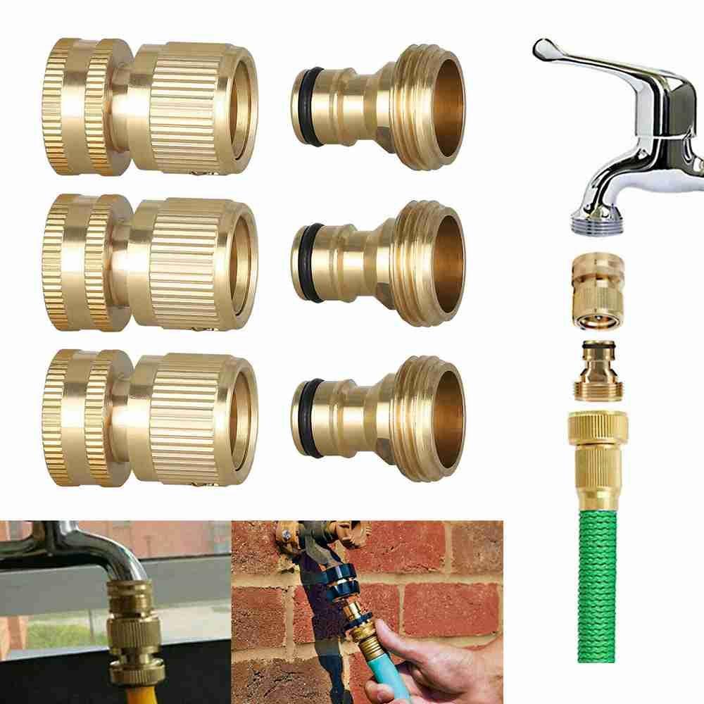 Solighter Garden Copper Joint Brass Male Female Connector Perlengkapan Taman Konektor Pipa Selang