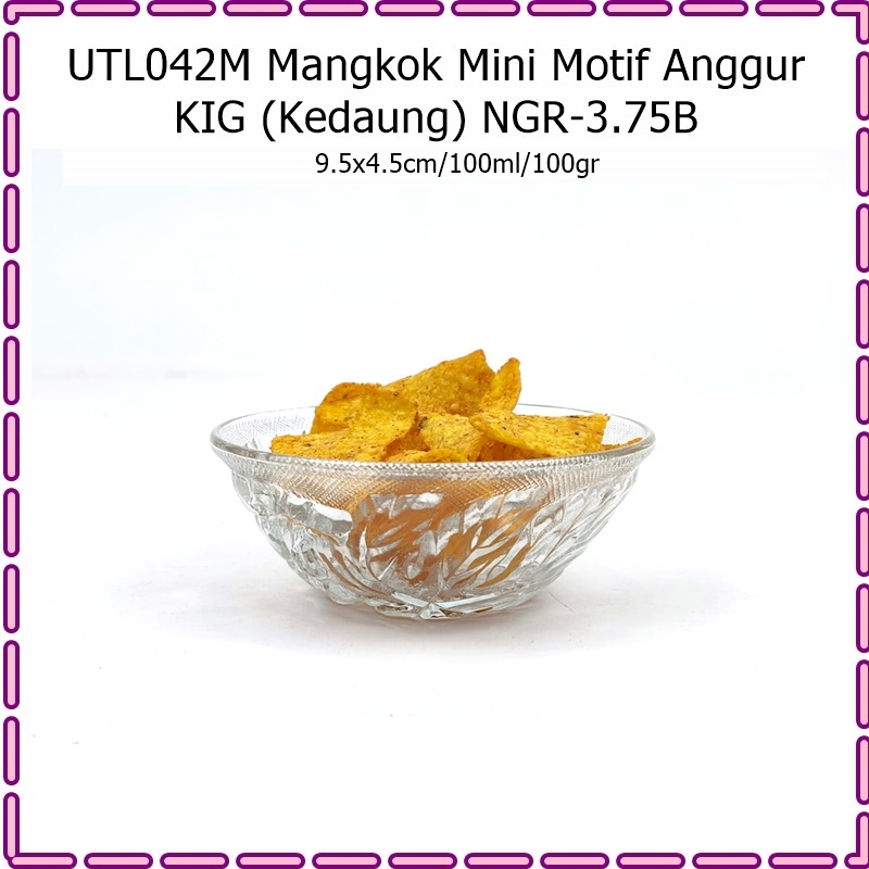 [1pcs] UTL042M Mangkok Mini Kaca Motif Anggur KIG NGR-3.75B