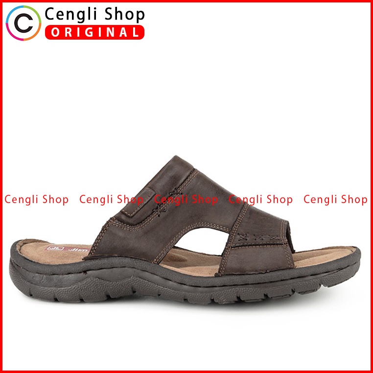 SANDAL CASUAL JIM JOKER PRIA ORIGINAL SLIDE KULIT BRANDED COKLAT JJ02