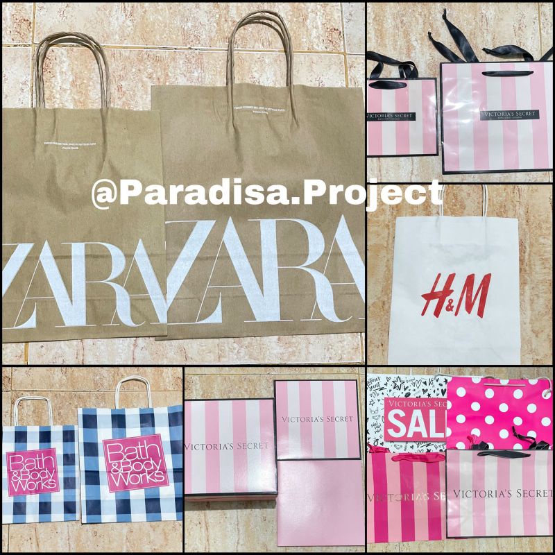 

Paperbag Ori Zra, Victoria Secret vs, BBW, Hnm, Cottonon Small Medium Large