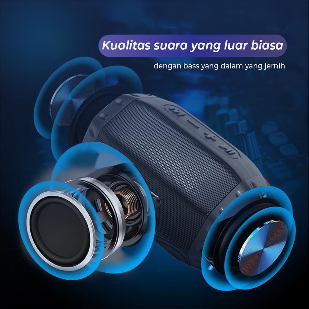 Speaker Bluetooth S10 Kisonli Portable Hi-Fi Sound TWS Support BT. AUX, USB, TF Card &amp; Radio