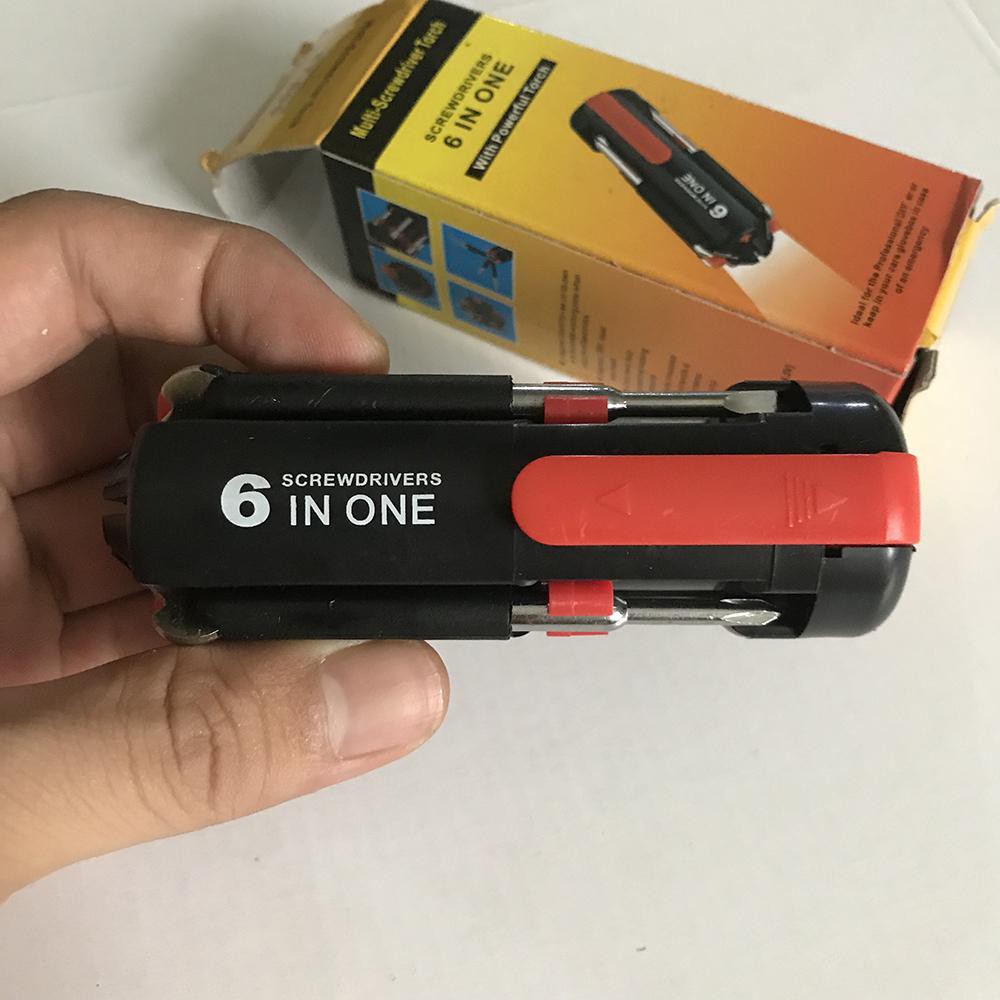 (135gr) READY Obeng Set Mini Led 6 in 1 Screwdriver Multifungsi