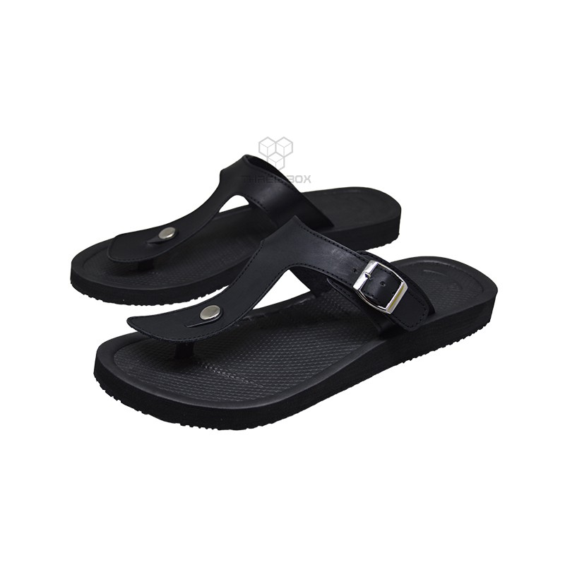 THREE BOX - Sandal Jepit Andromeda Casual Ringan Unisex Black ORIGINAL