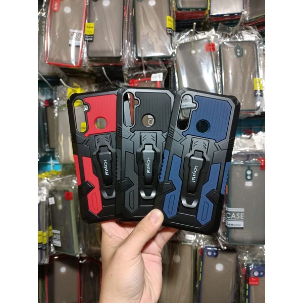 (MH)-REALME 5/C3 Robot Silikon Ring Standing Cover Casing HP