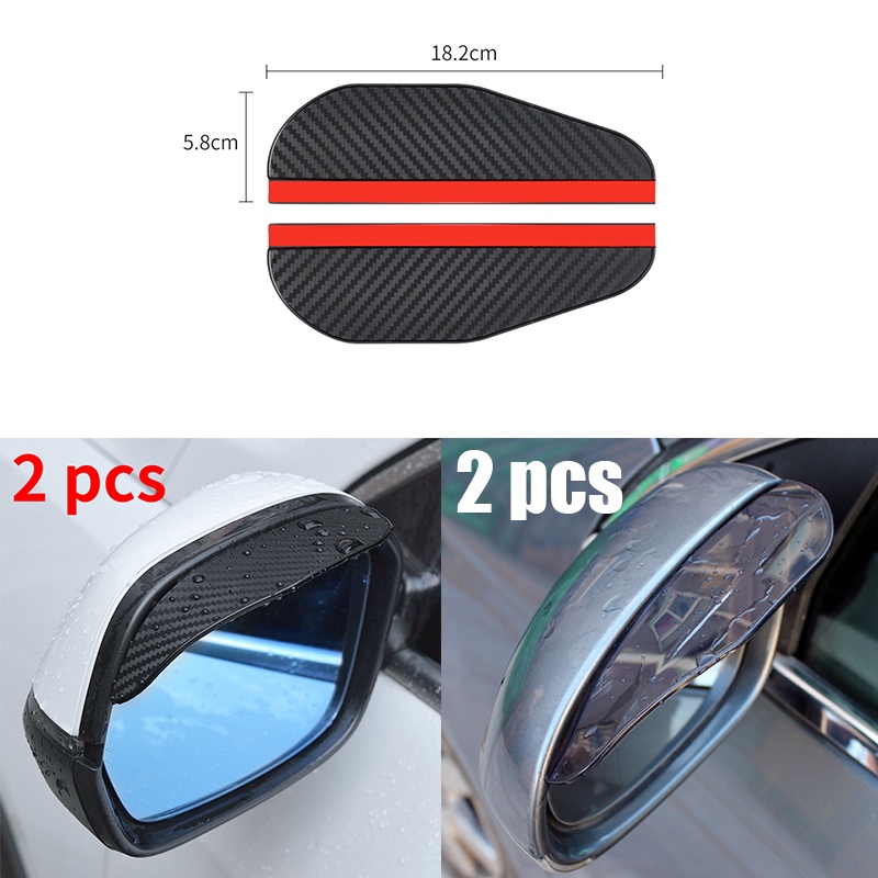 2pcs eyebrow Pelindung Hujan Bahan carbon fiber Tebal Transparan Untuk Kaca Spion Mobil