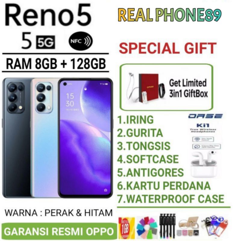 OPPO RENO 5 5G RAM 8/128 GB | reno5 5g RENO 5 4G GARANSI RESMI OPPO INDONESIA
