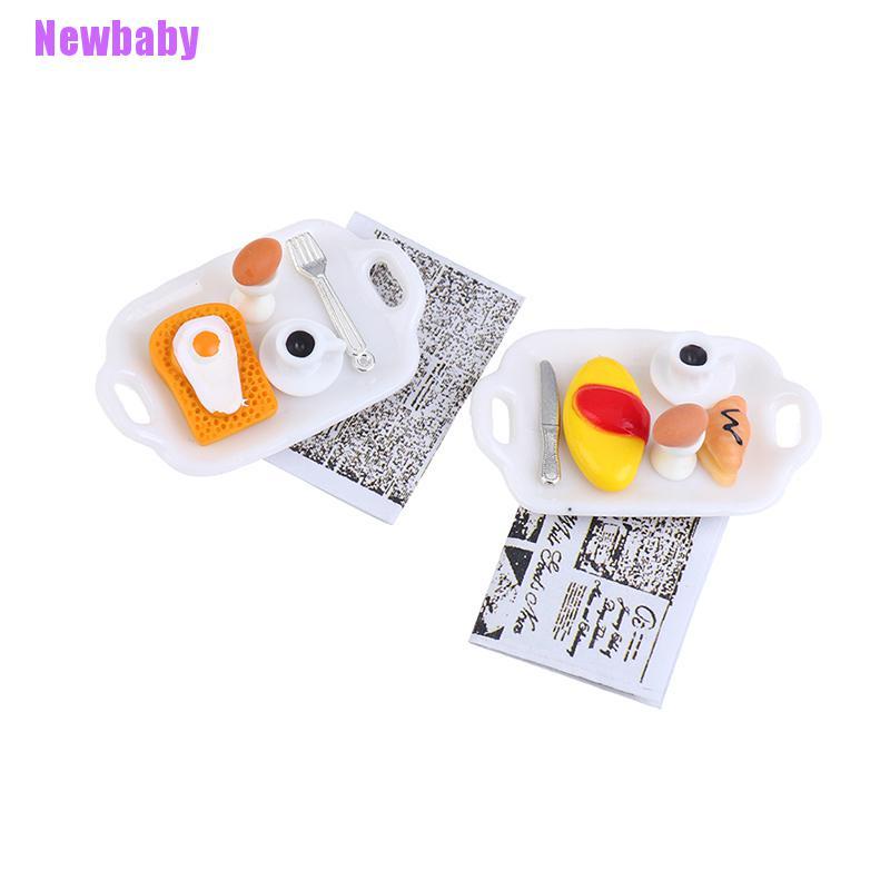 (Newbaby) Miniatur Piring Sarapan Telur / Roti Skala 1 / 12 1 / 6 Untuk Rumah Boneka