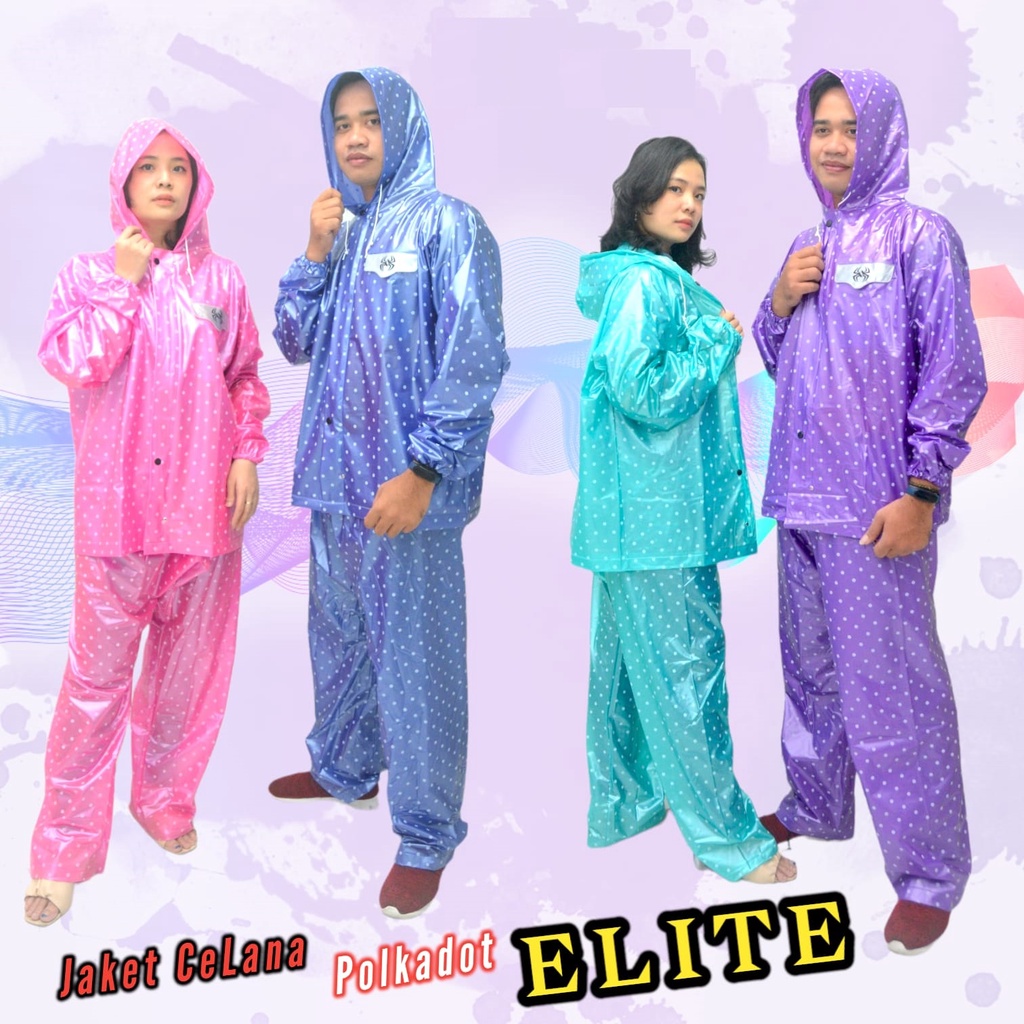 Jas Hujan Wanita Polkadot Setelan Jaket Celana Elite Polkadot Spin Terbaru Pop Dot