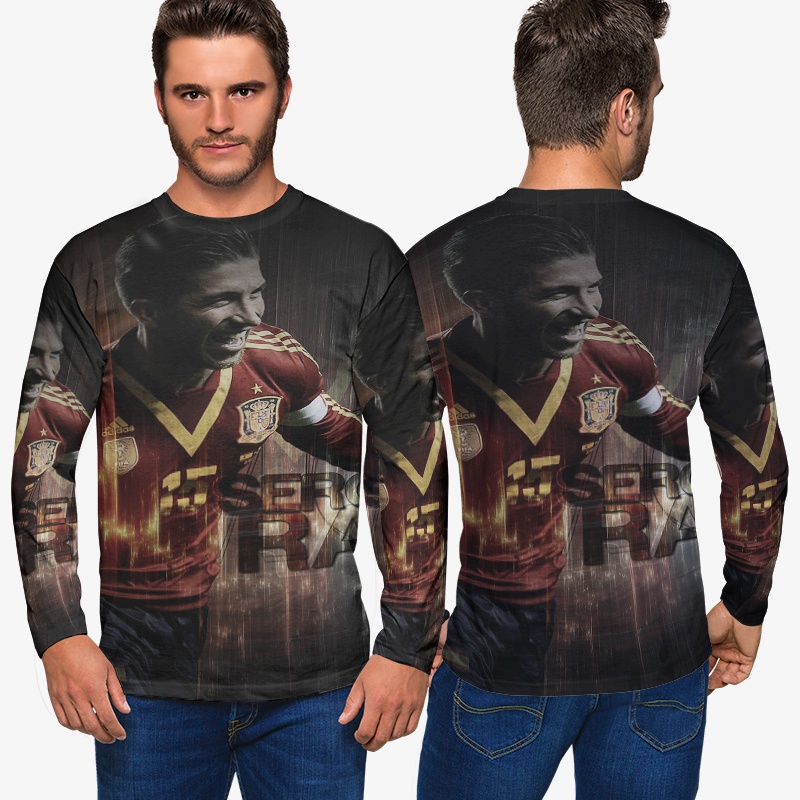 Kaos Pria Sergio Ramos Real Madrid Tshirt Bahan Polyester Jersey Casual Style Fashionable Unisex Tee