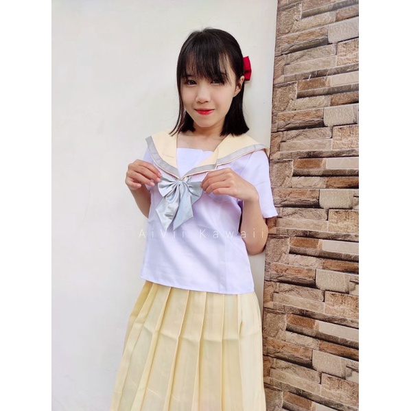 【AiVii】KOSTUM COSPLAY SERAGAM SEKOLAH JEPANG PASTEL YELLOW