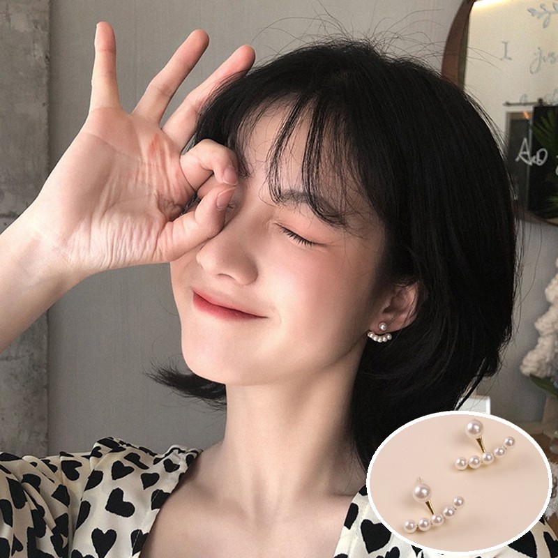 Korean New Trendy Simulated Pearl Small Stud Earrings For Women Fashion Arc Shape Elegant Gifts Sexy Girl Jewelry