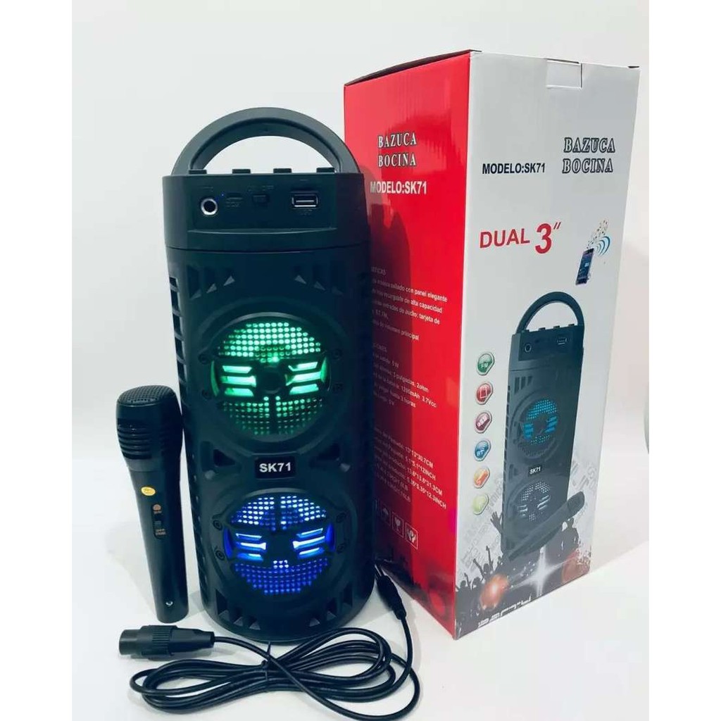 Speaker Bluetooth + Mic SK-71 (Dual 3”) Wireless