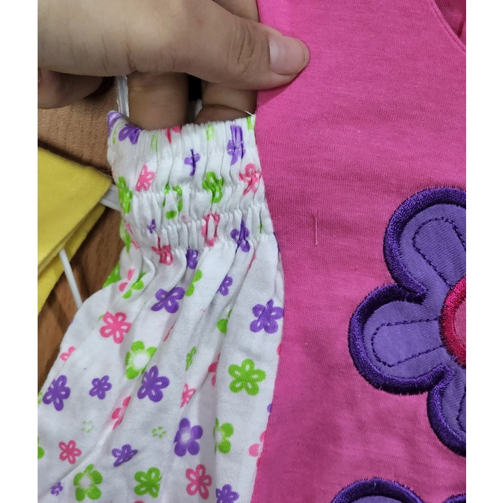 Setelan Jumpsuit Bandana 0-12M Setelan Bunga Jumpsuit Bandana Bayi Set Bayi Fashion Murah Katun AM CBKS