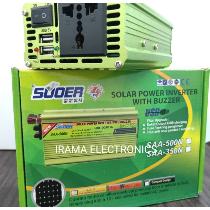 POWER INVERTER SUOER 500w BERKUALITAS PENGUBAH ARUS DAYA DC KE AC