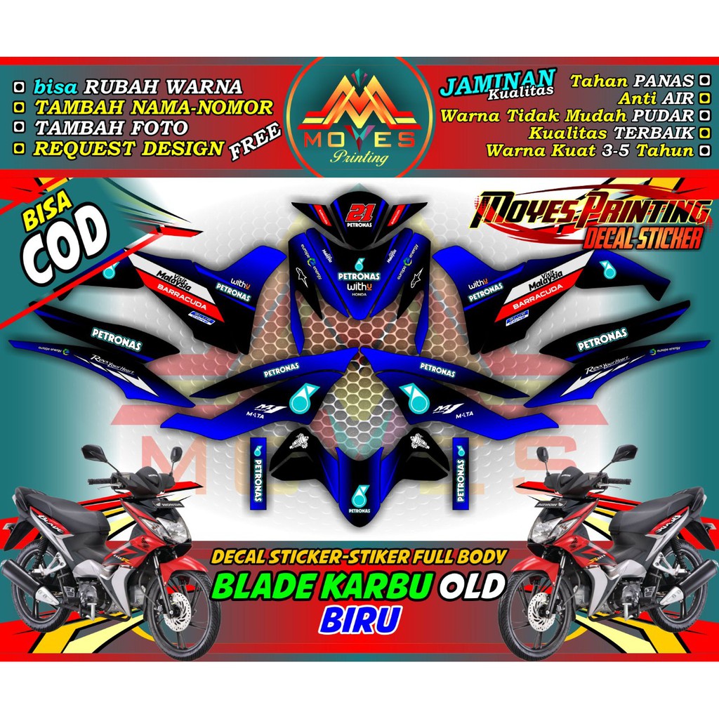 Decal Blade 110 Strifimg Honda Blade 110 Decal Stiker Blade 110 Fullbody Petronas Biru