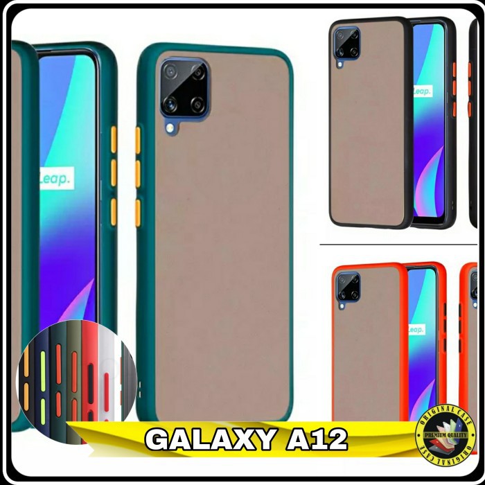 Casing Samsung Galaxy A12 A 12 Softcase Transparan Tombol warna